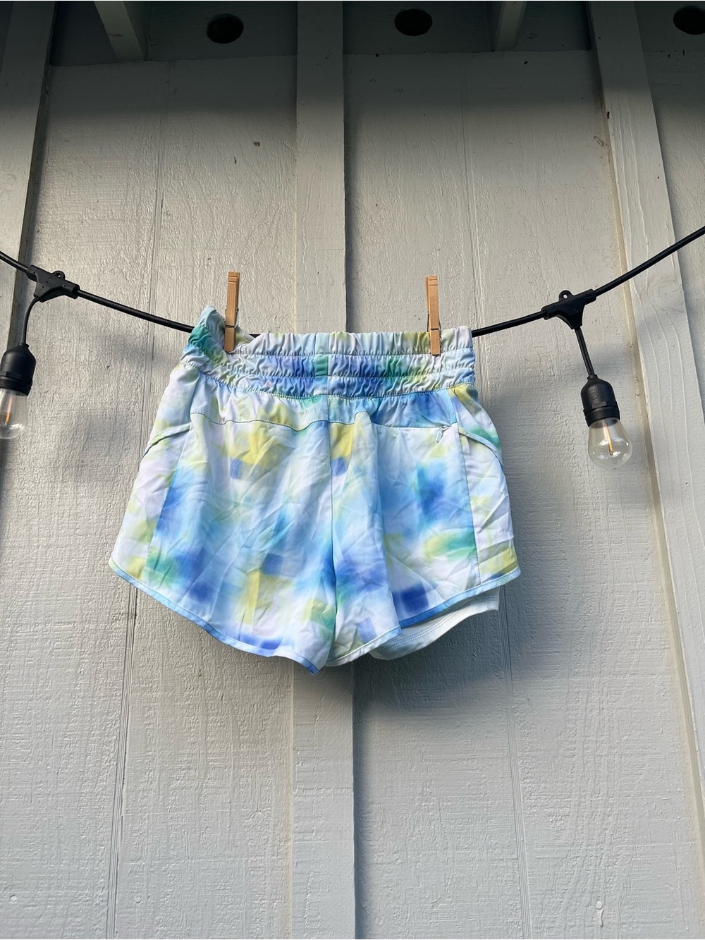 Avia Tie-Dye Athletic Shorts in Blue, Green, Yellow